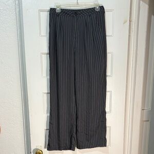 Gray Lightweight Pinstripe Wide-Leg Trousers Pants Small 2-4